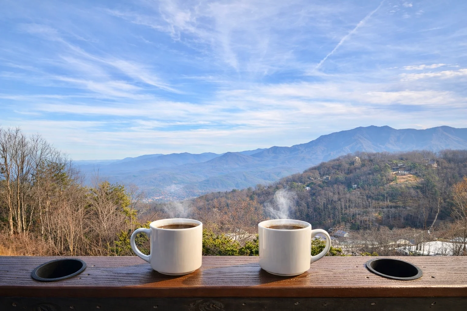 High Chalet balcony with mountain views over Gatlinburg